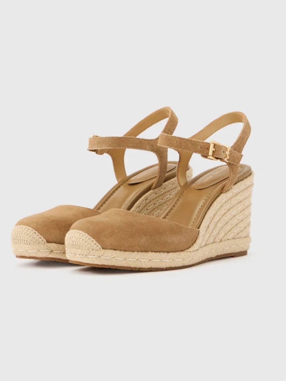 Michael Kors Kenzie Suede Espadrille Wedge Sandal in Tan